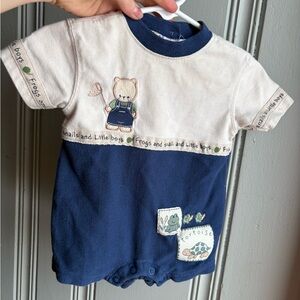 Vintage 0/3M Miniwear Boys Baby Romper Frogs and Snails